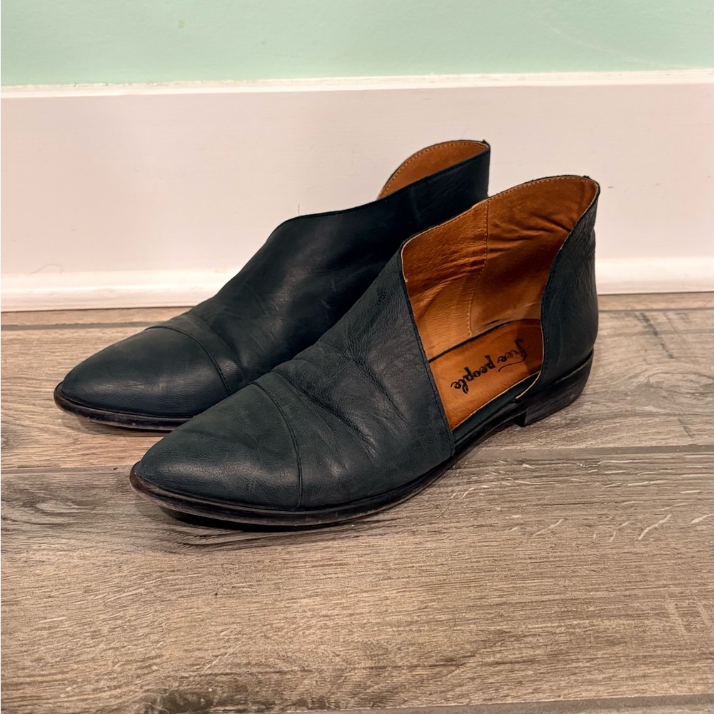 Free People Black Leather Ankle Booties